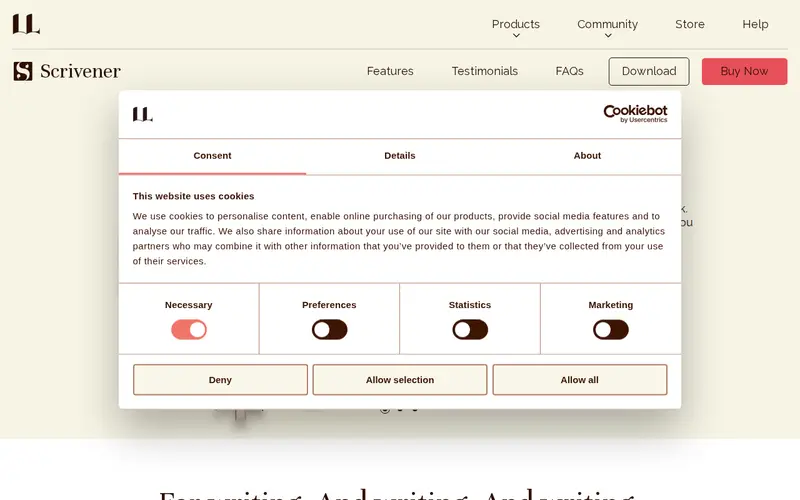 Screenshot of Scrivener
