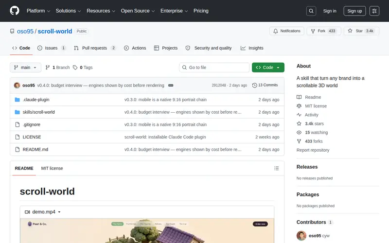 Screenshot of Scroll World