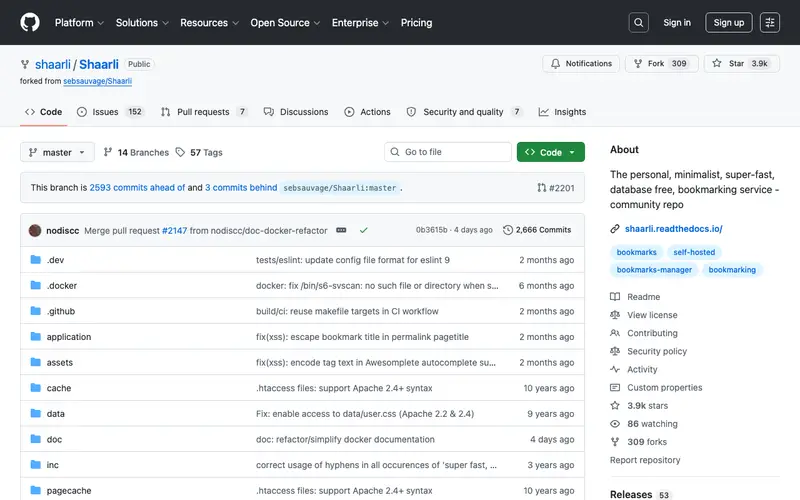 Screenshot of Shaarli