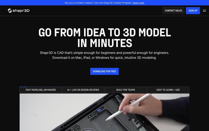 Screenshot of Shapr3D