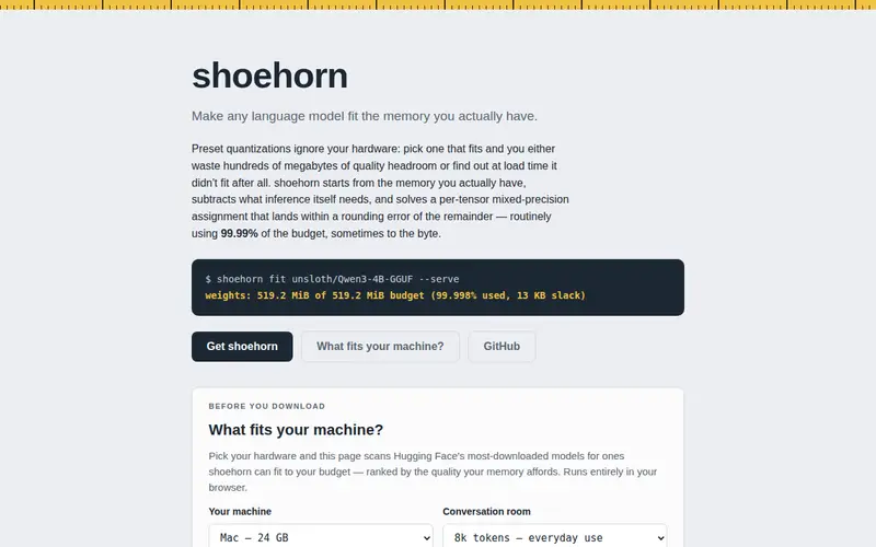 Screenshot of Shoehorn
