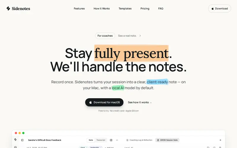 Screenshot of Sidenotes