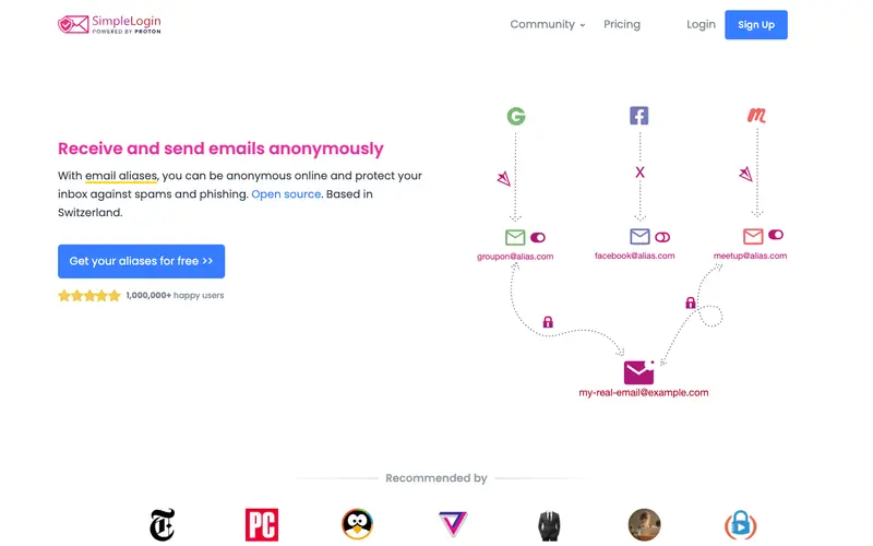 Screenshot of SimpleLogin