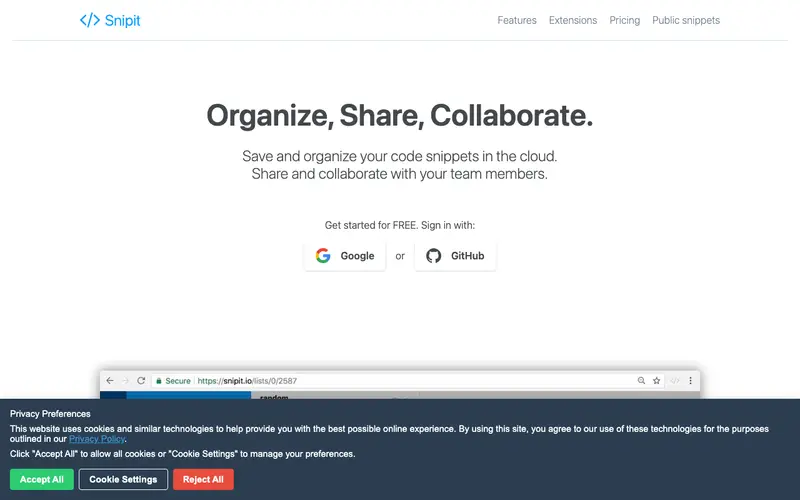 Screenshot of Snipit.io