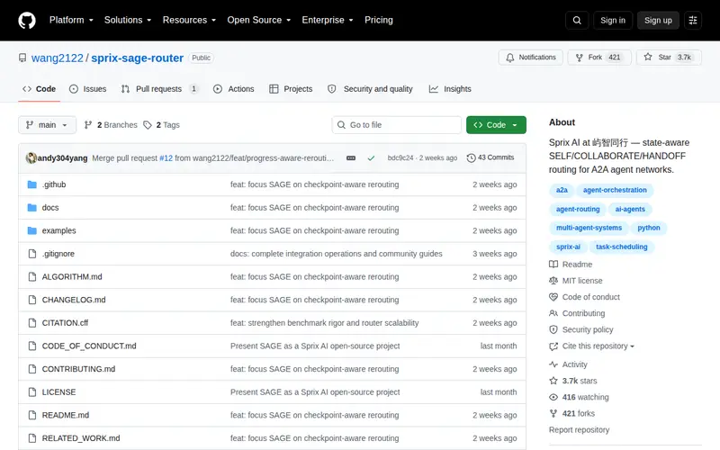Screenshot of Sprix Sage Router