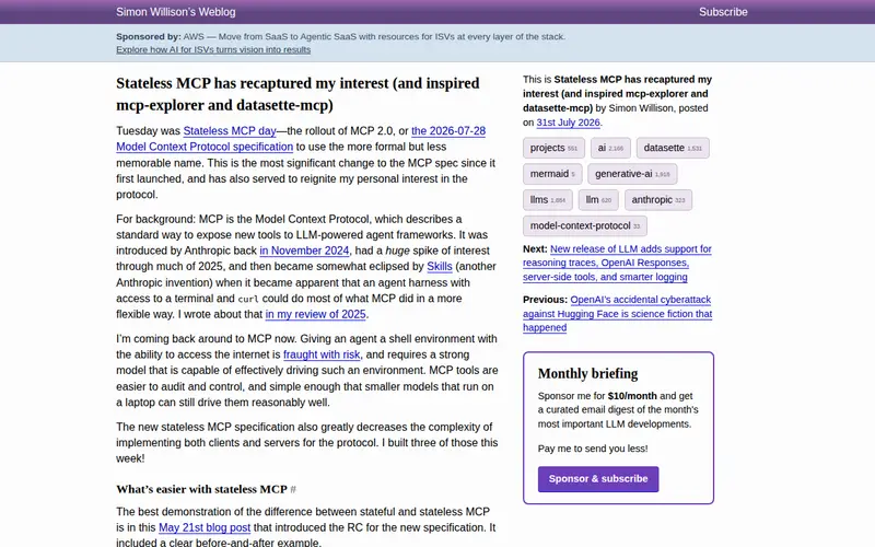 Screenshot of Stateless MCP