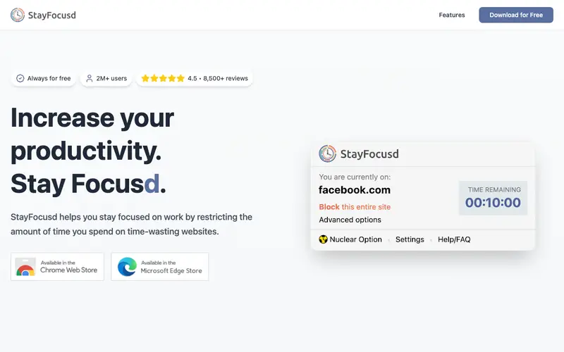 Screenshot of StayFocusd