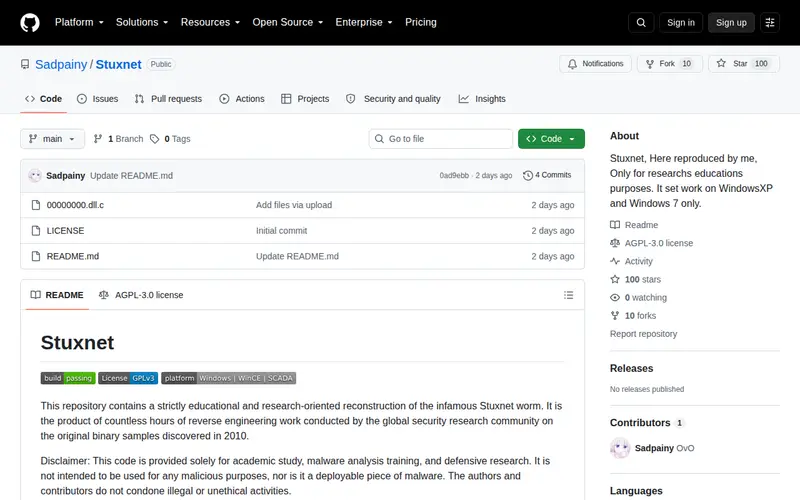 Screenshot of Stuxnet – Reconstructed Source Code