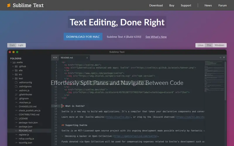 Screenshot of Sublime Text