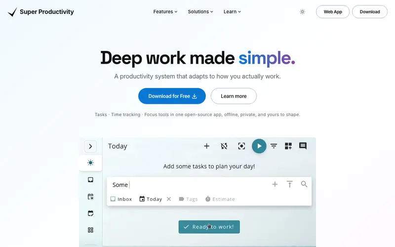Screenshot of Super Productivity