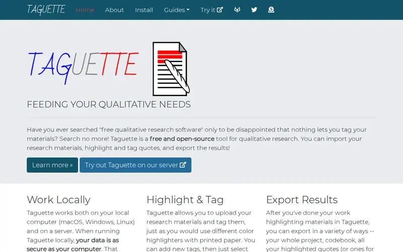 Screenshot of Taguette