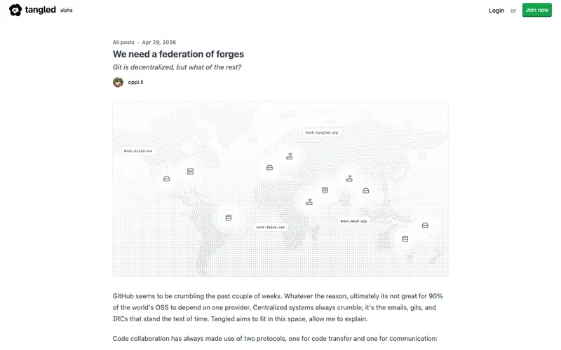 Screenshot of Tangled – A Federation of Forges