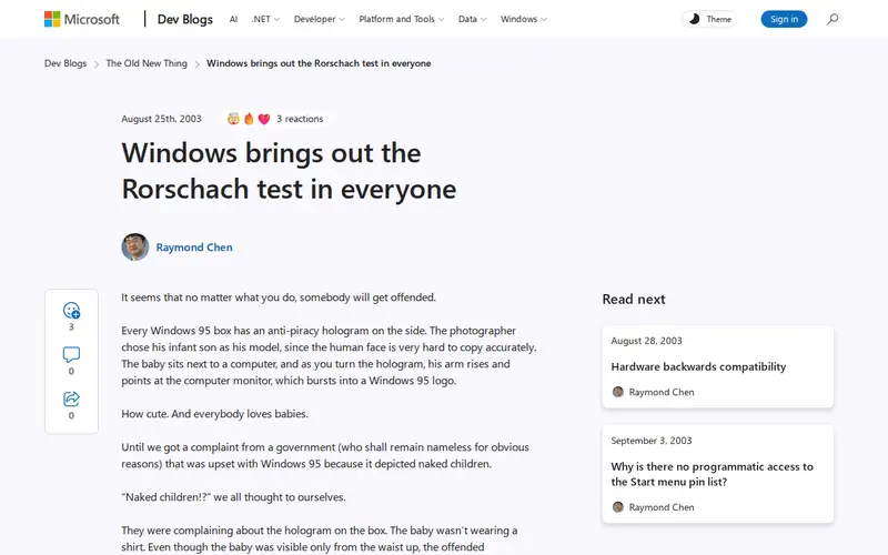 Screenshot of Windows brings out the Rorschach test in everyone