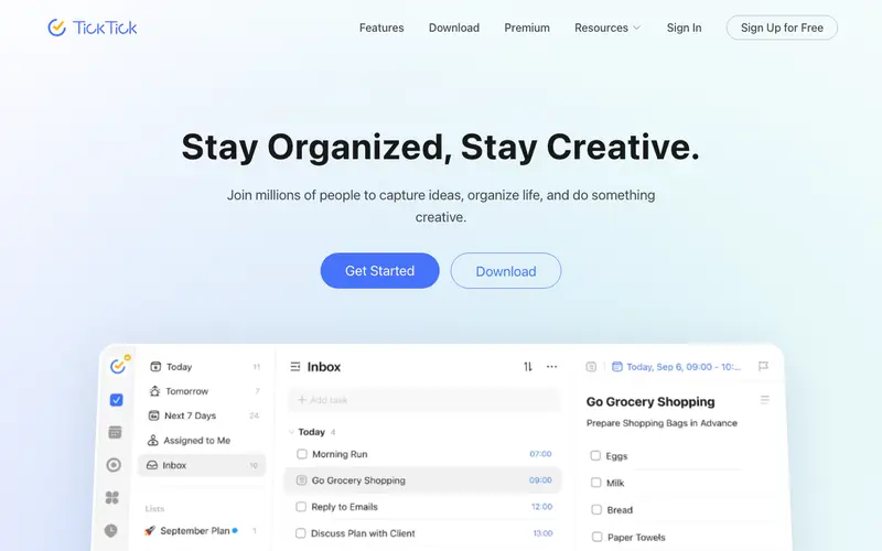 Screenshot of TickTick
