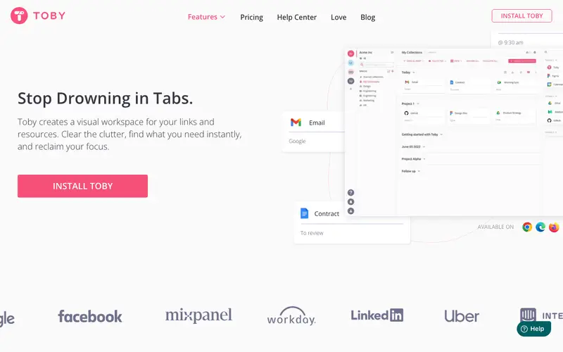 Screenshot of Toby for Chrome