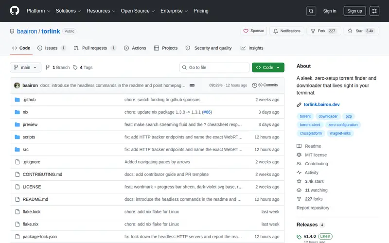 Screenshot of torlink