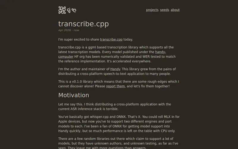 Screenshot of Transcribe.cpp