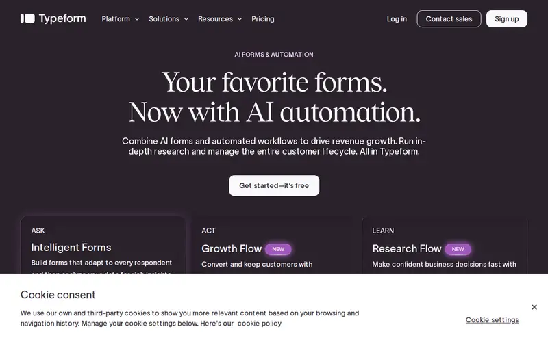 Screenshot of Typeform