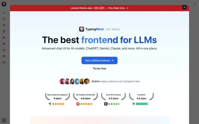 Screenshot of TypingMind