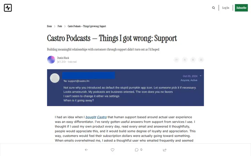 Screenshot of Castro Podcasts: Things I Got Wrong (Support)