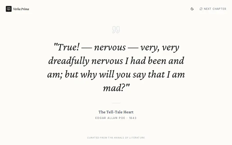 Screenshot of Opening lines of famous literary works