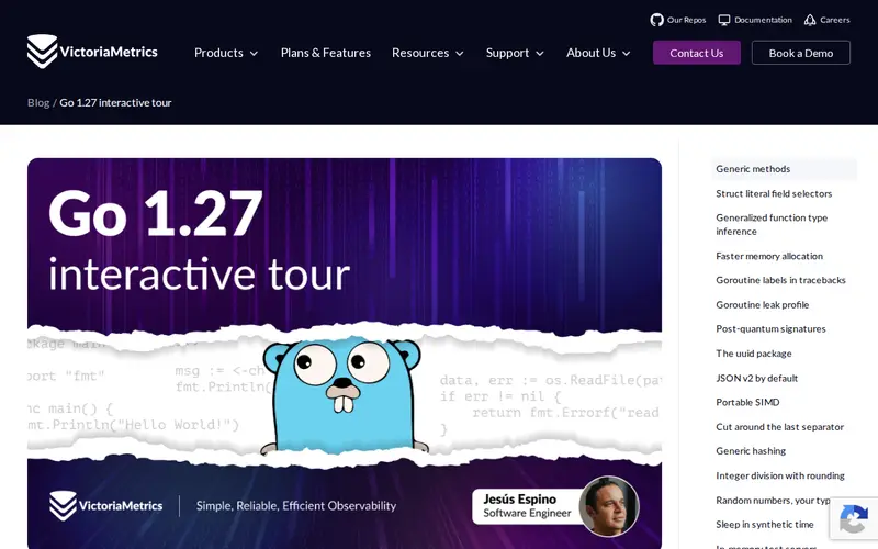 Screenshot of Go 1.27 Interactive Tour