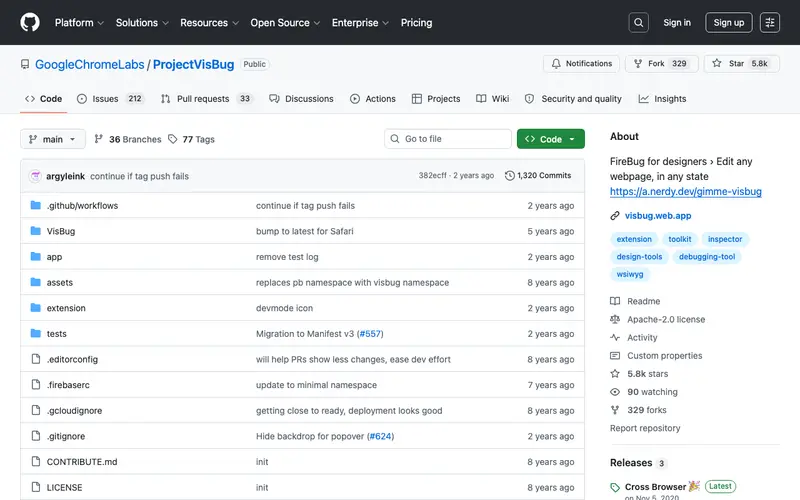 Screenshot of VisBug
