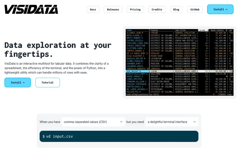 Screenshot of VisiData