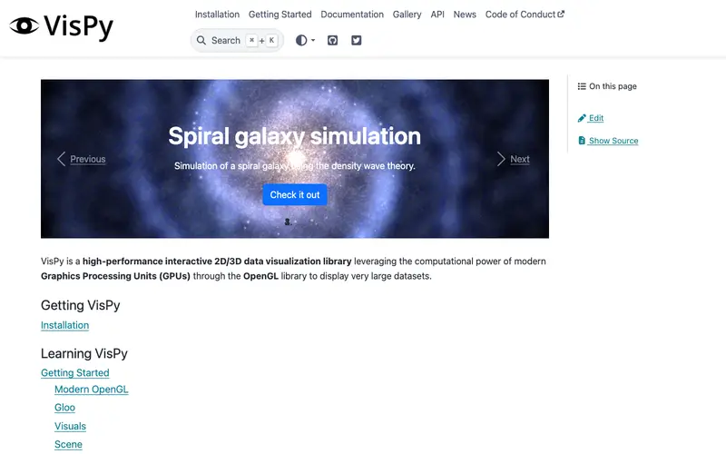 Screenshot of VisPy