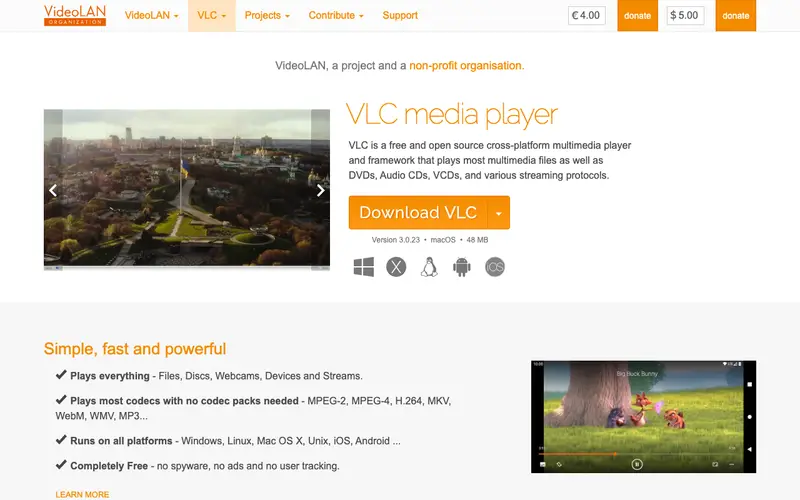 Screenshot of VLC Media Player