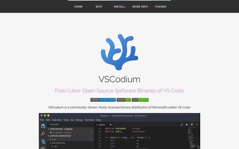 Screenshot of VSCodium