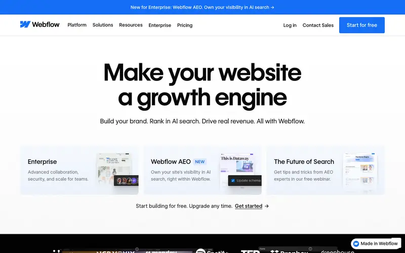 Screenshot of Webflow