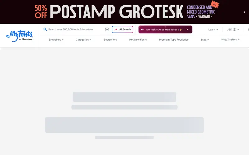 Screenshot of WhatTheFont by MyFonts