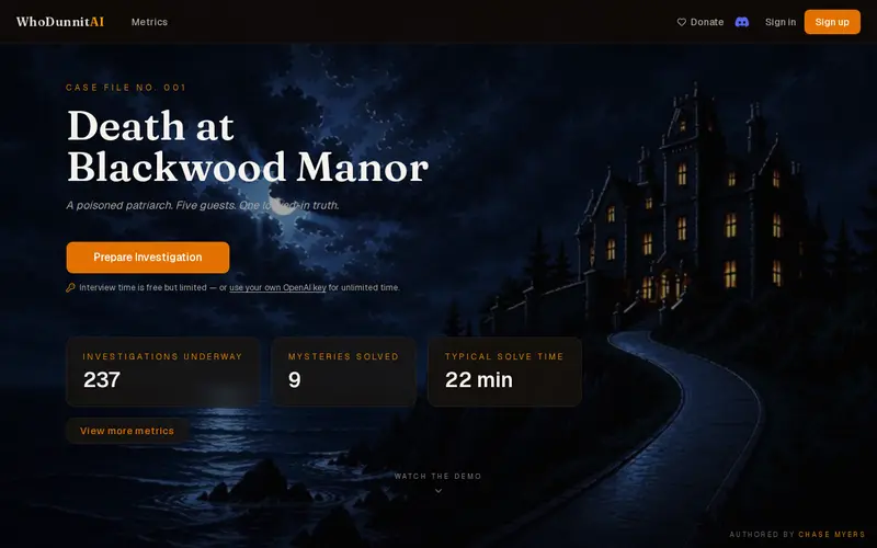 Screenshot of Whodunnit AI