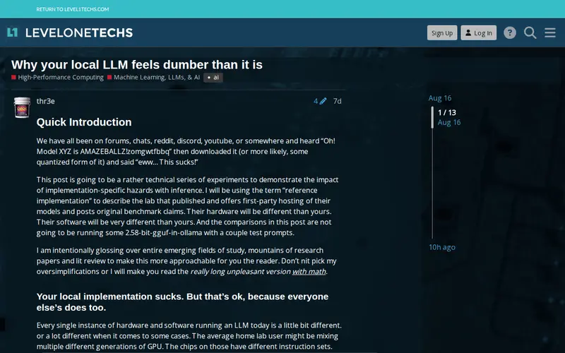 Screenshot of Why your local LLM feels dumber than it is