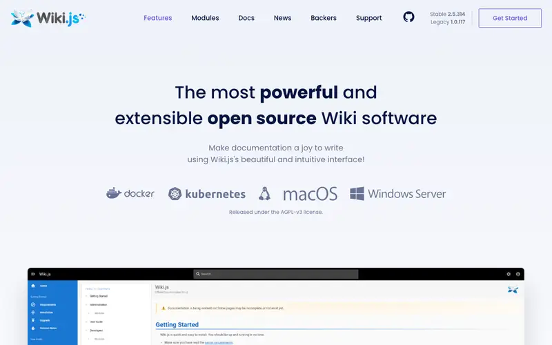 Screenshot of Wiki.js