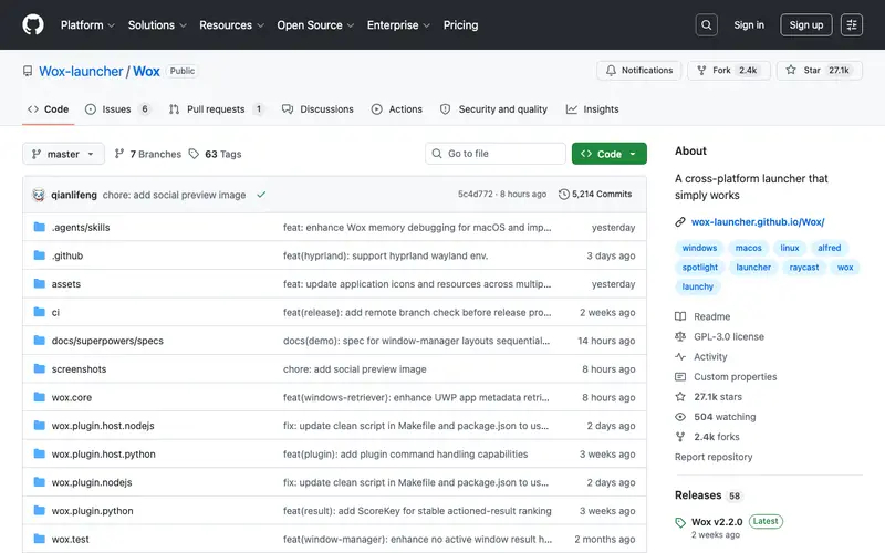 Screenshot of WoX