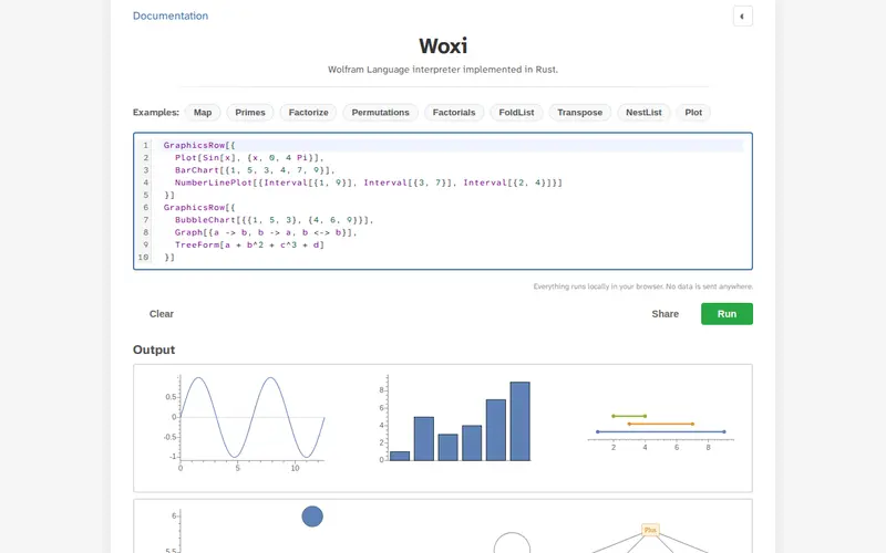 Screenshot of Woxi - Open-source Mathematica / Wolfram Language reimplementation