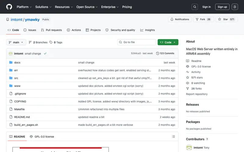 Screenshot of ymawky