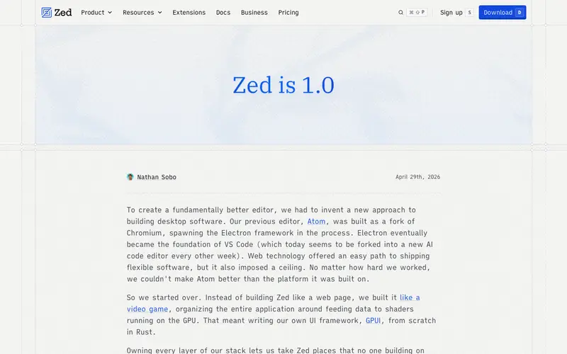 Screenshot of Zed 1.0