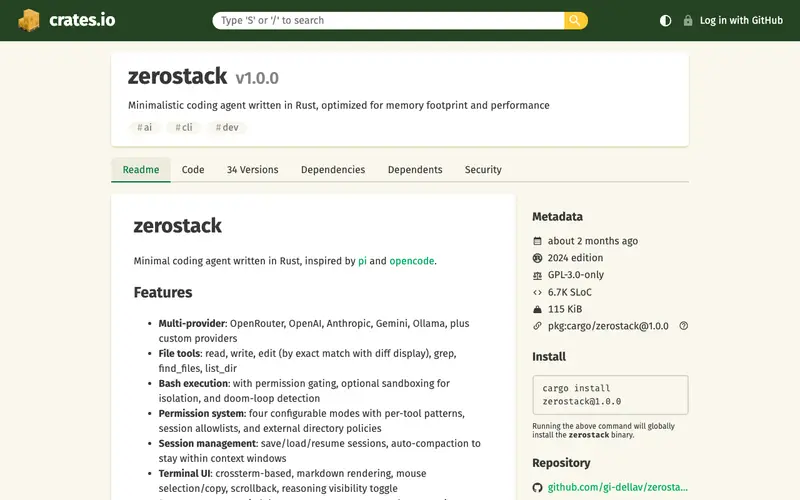 Screenshot of Zerostack