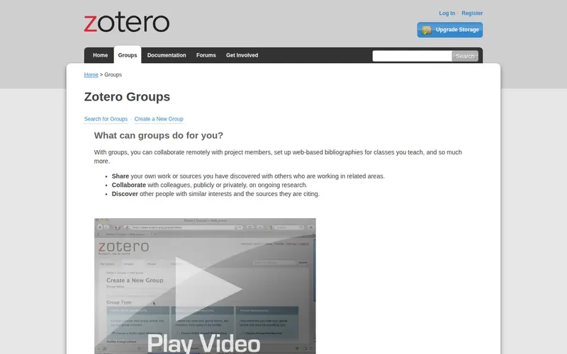 Screenshot of Zotero Groups