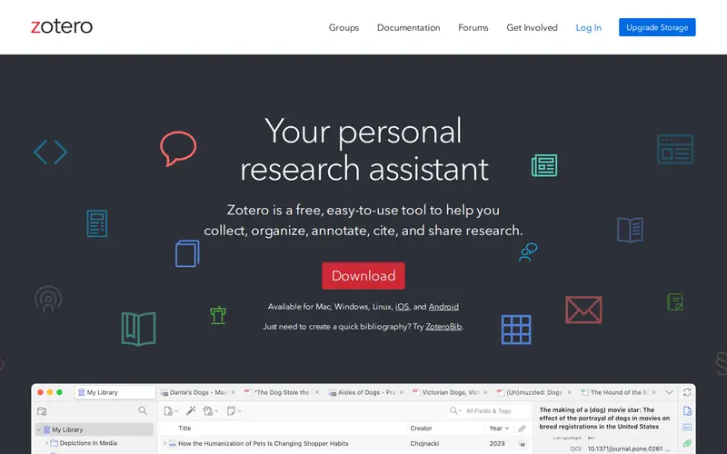 Screenshot of Zotero